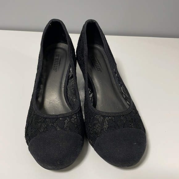 Seychelles Black Lace Wedge Heel 7.5 - Picture 5 of 10